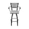 Holland Bar Stool Co Jackie with Arms 36 in. Swivel Bar Stool with Black Wrinkle Finish and Canter Folkstone Grey Seat 415 - alternate 9